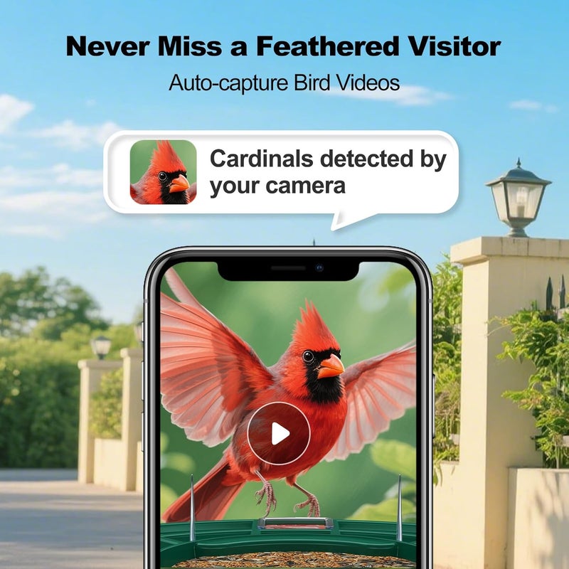 Fazoxo Bird Feeder with Camera,AI Identify Birds Species,FHD WiFi Outdoor Smart Bird Feeder Camera with Solar Powered,Real-Time Notice,Auto Record,IP65 Weatherproof Birds House with Cam,Ideal Gift for Family - Image 2